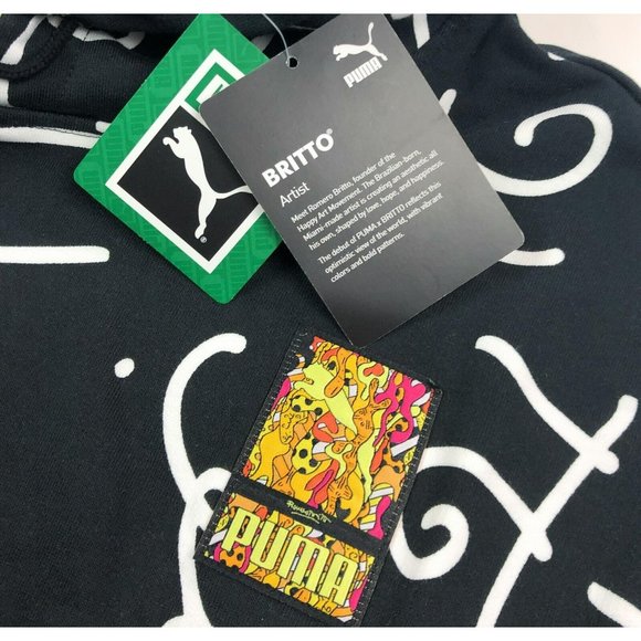 Puma x Romero Britto Art Series AOP Mens Small Black Pullover Hoodie Sweatshirt - Picture 5 of 12
